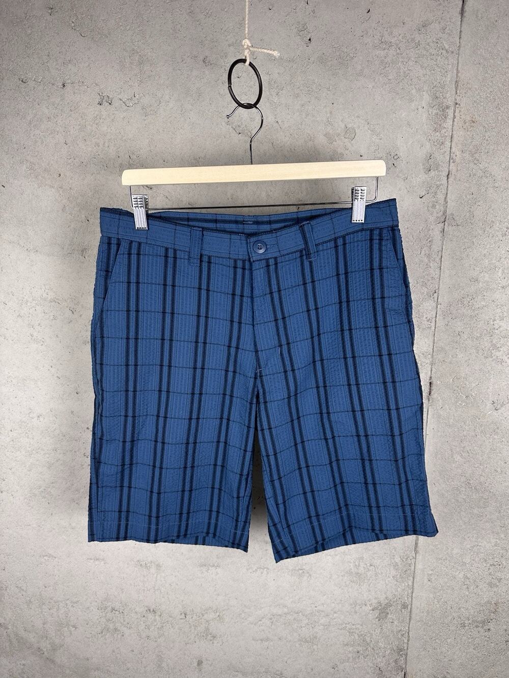 Patagonia Mens Shorts Size 32 Thrift Seersucker Textured Dark Blue Plaid